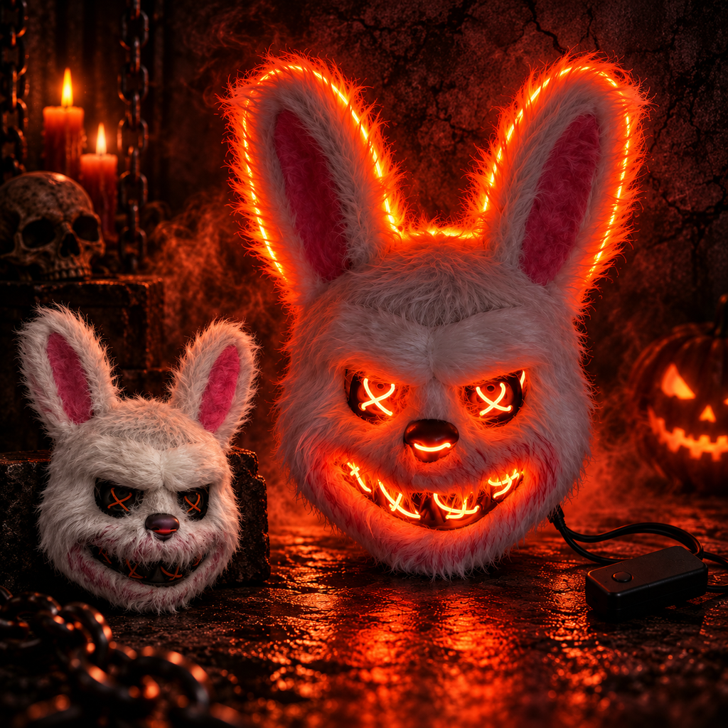 Masque Lapin LED Halloween – Orange | Édition Horror 18+