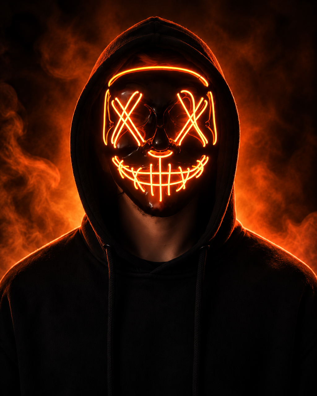 Masque LED Halloween Classic orange, yeux en X et sourire lumineux